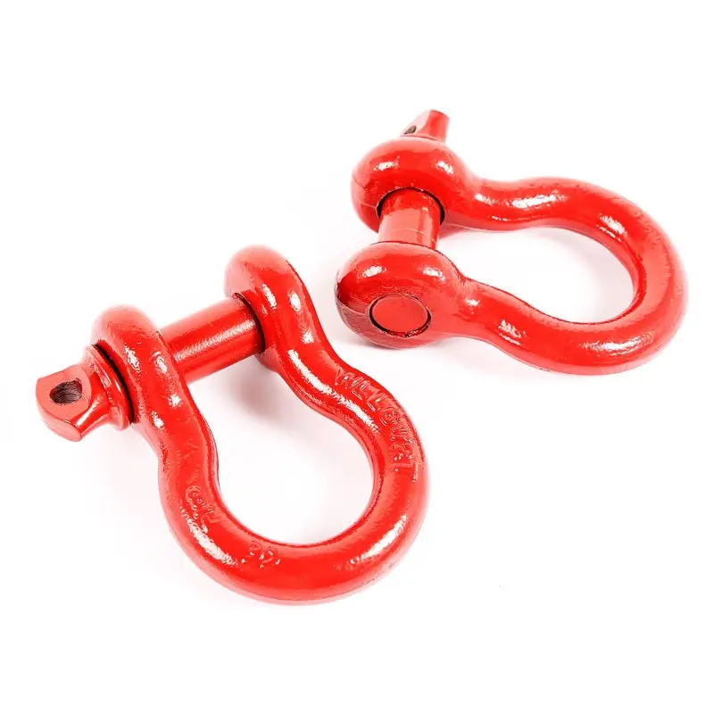 Rugged Ridge Red 7/8in D-Shackles High Visibility Recovery Gear