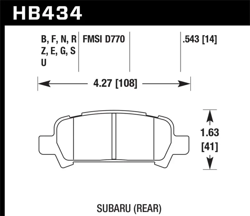 Hawk HPS 5.0 Rear Brake Pads 2004-2006 Subaru Baja Sport Hawk Performance