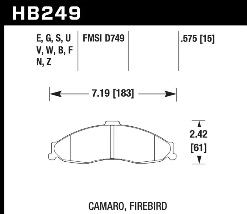 Hawk 1998-2002 Chevrolet Camaro SS 5.7 HPS 5.0 Front Brake Pads OEM Quality Hawk Performance
