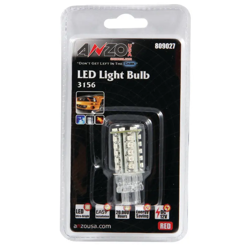 ANZO LED Bulbs Universal 3156/3157 Red LED Replacement Bulb Tail Lights