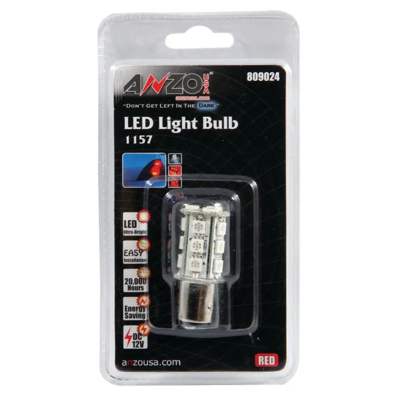 ANZO LED Bulbs Universal LED 1157 Red - 18 LEDs 1 3/4in Tall Car Tail Lights