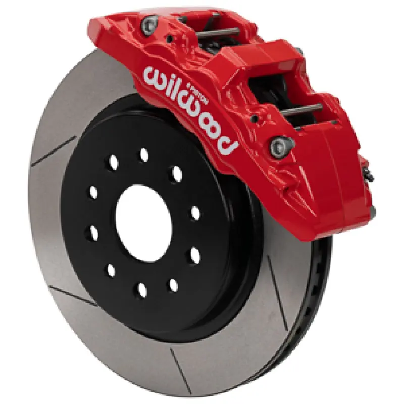Wilwood 07-18 Jeep Wrangler JK Aero6-DM Front Brake Kit Slotted Rotors Red