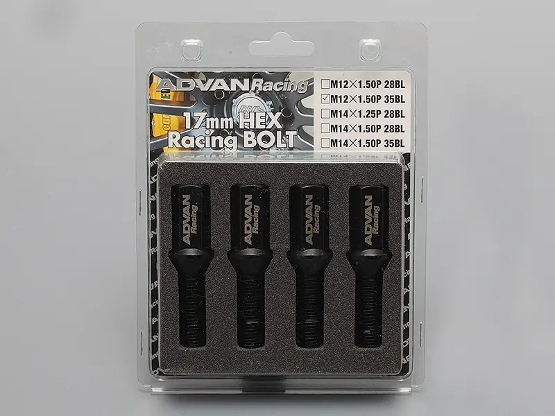 Advan Wheel Bolt 35mm Thread Black 4 Pack Car Wheels