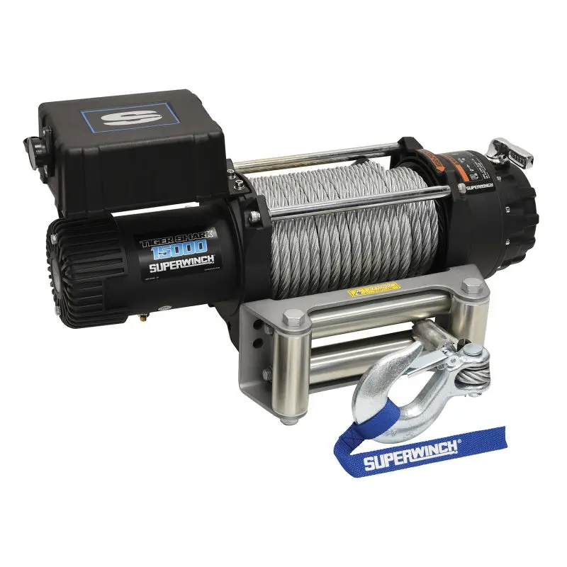 Superwinch Tiger Shark 15000 Winch 12V DC 15000 LBS 7/16in x 82ft Wire Rope Heavy Duty Off-Road
