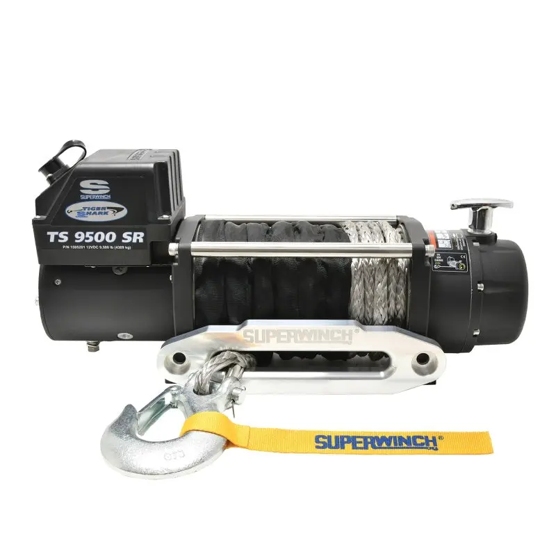 Superwinch Tiger Shark 9500 Winch 12V DC 9500 LBS 3/8in x 80ft Synthetic Rope Off-Road Recovery
